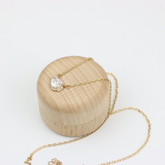 Elegant Rose Gold Necklace with Teardrop CZ Pendant, XPNL0407 - Picture 3 of 12